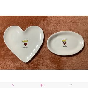 Rae Dunn “Darling”, “Amour”, 1 Heart Plate, 1 oval Pottery Artisan Collection